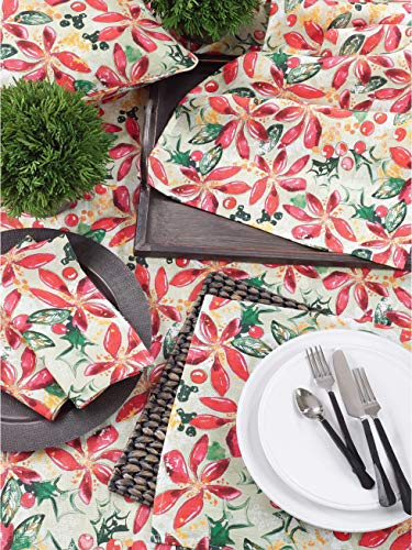 Fennco Styles Beautiful Holiday Wild Floral 100% Linen, 20"x20" Dinner Napkins, Set of 4
