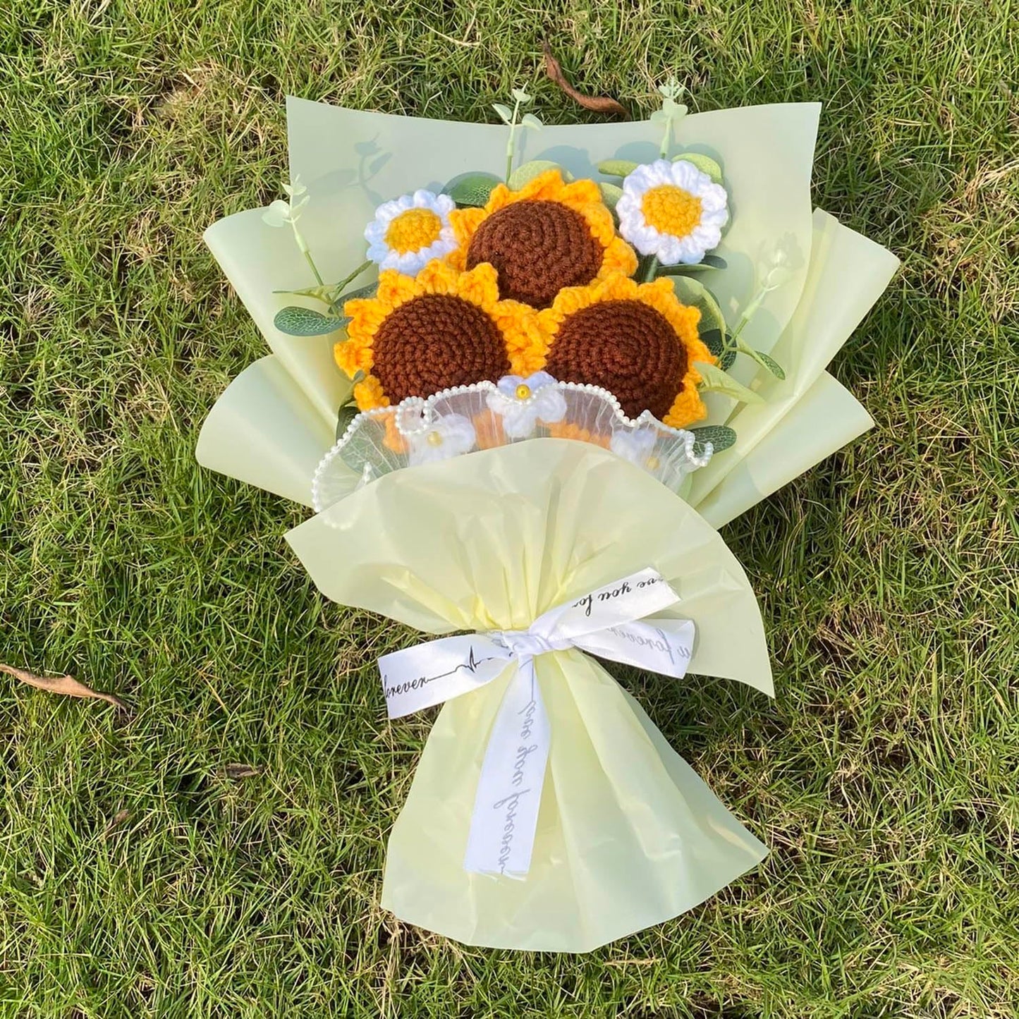 Completed Crochet Flowers Bouquet (Sunflowers)