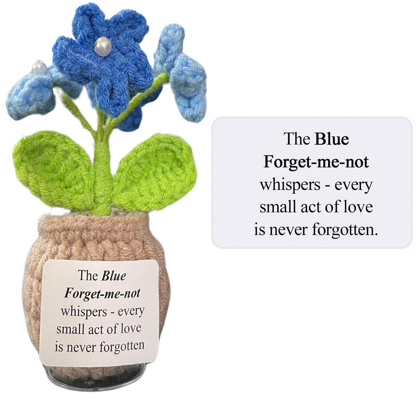 Handmade Crochet Flower with Support Card (Blue)