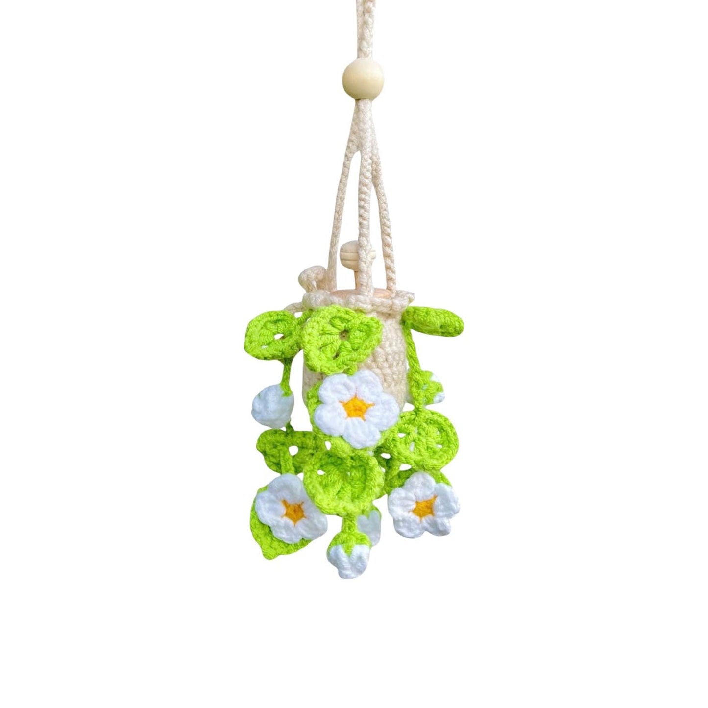 Handmade Crochet Hanging Essential Oil Diffuser Plant for Car Air Freshener (Daisy)