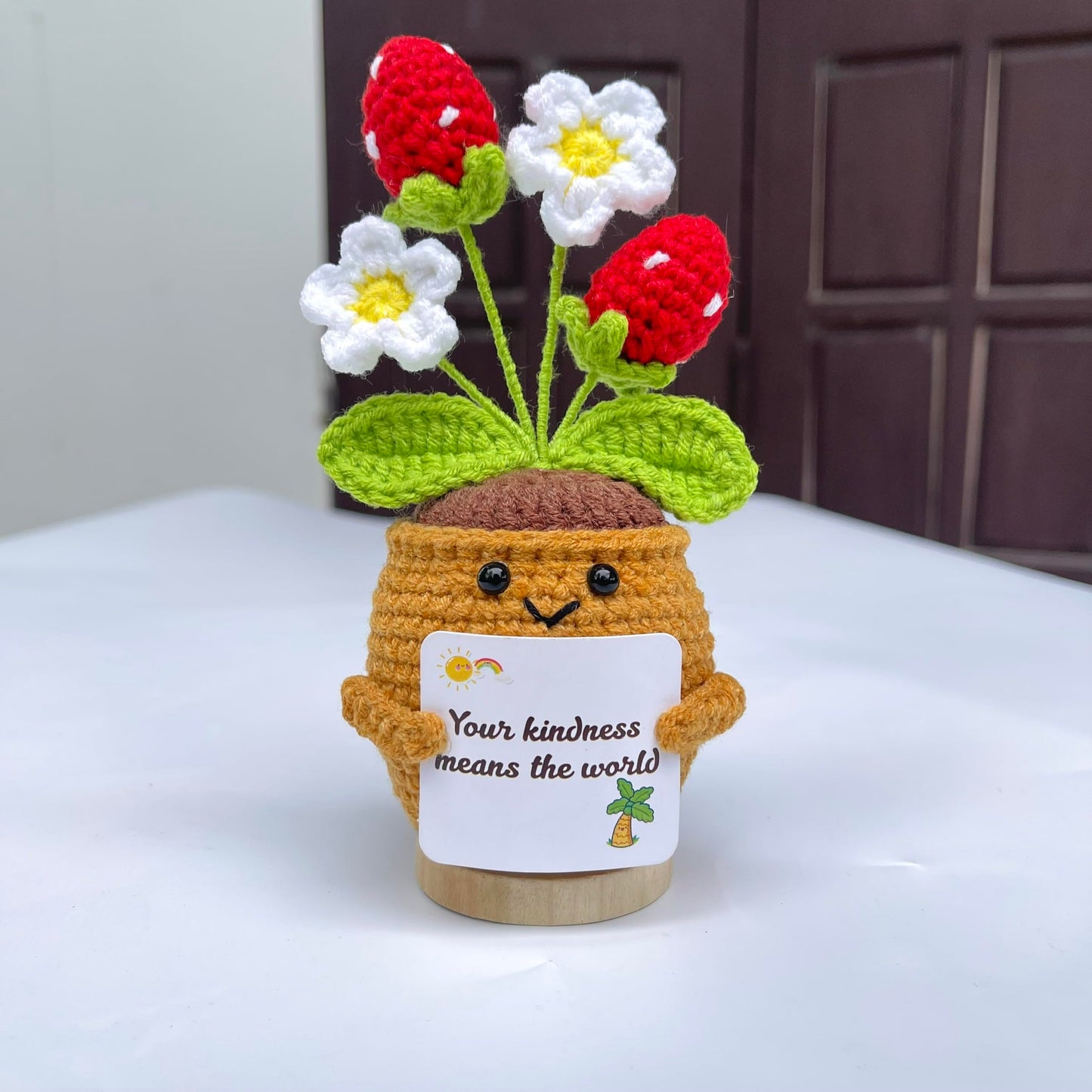 Handmade Crochet Positive Gifts for Women, Friend (Strawberry)