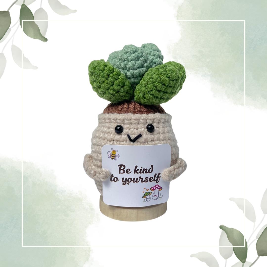 Handmade Crochet Positive Gifts for Women, Friend (Succulent)