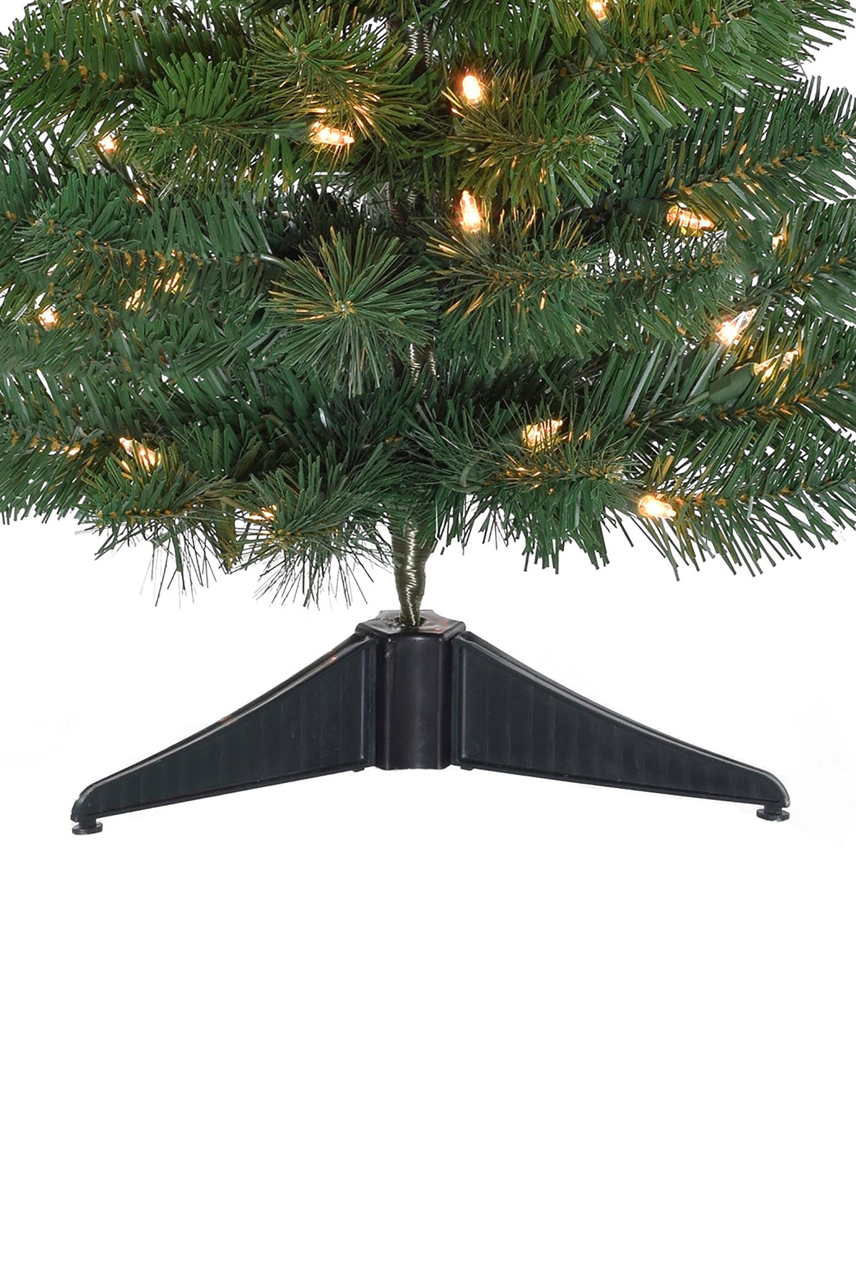 24" Pre-lit Tabletop Ombre Green Christmas Tree with Plastic Stand