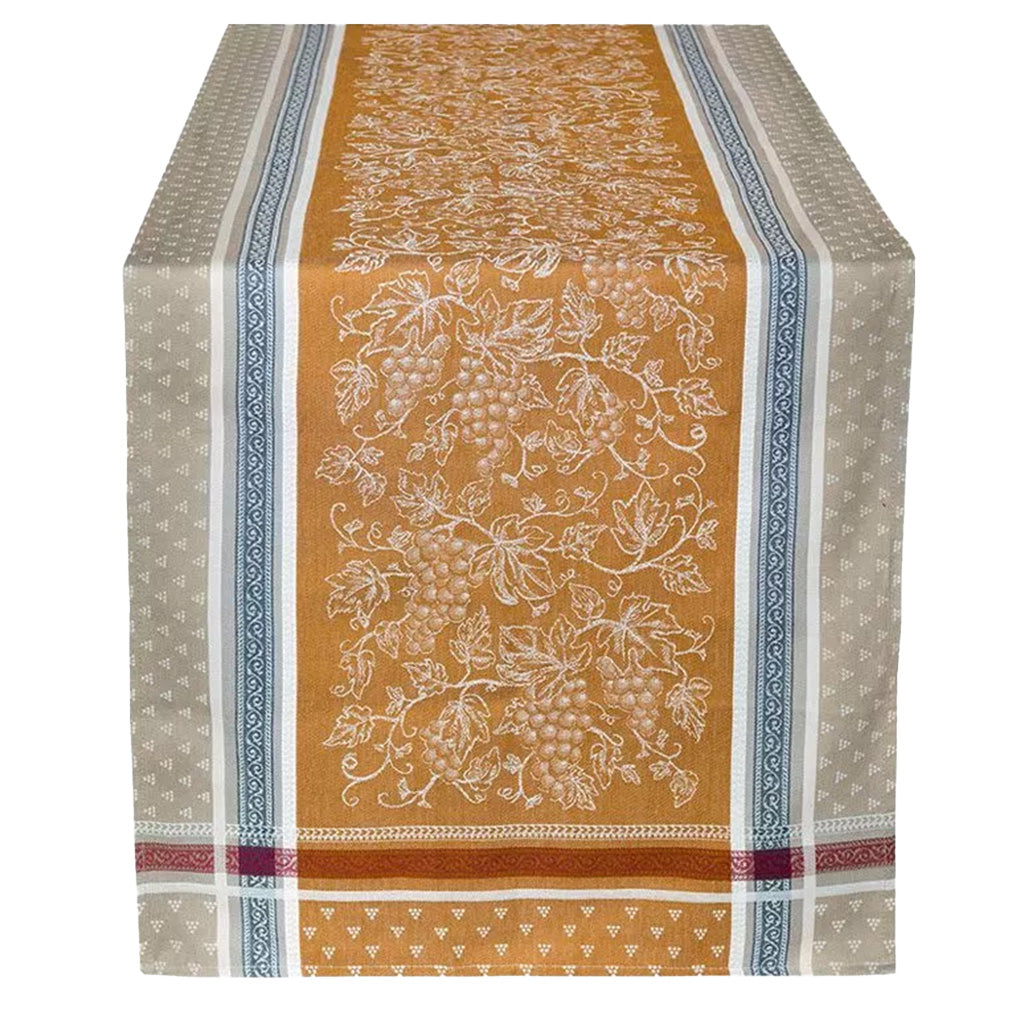 French Jacquard Cotton Table Runner – Caramel