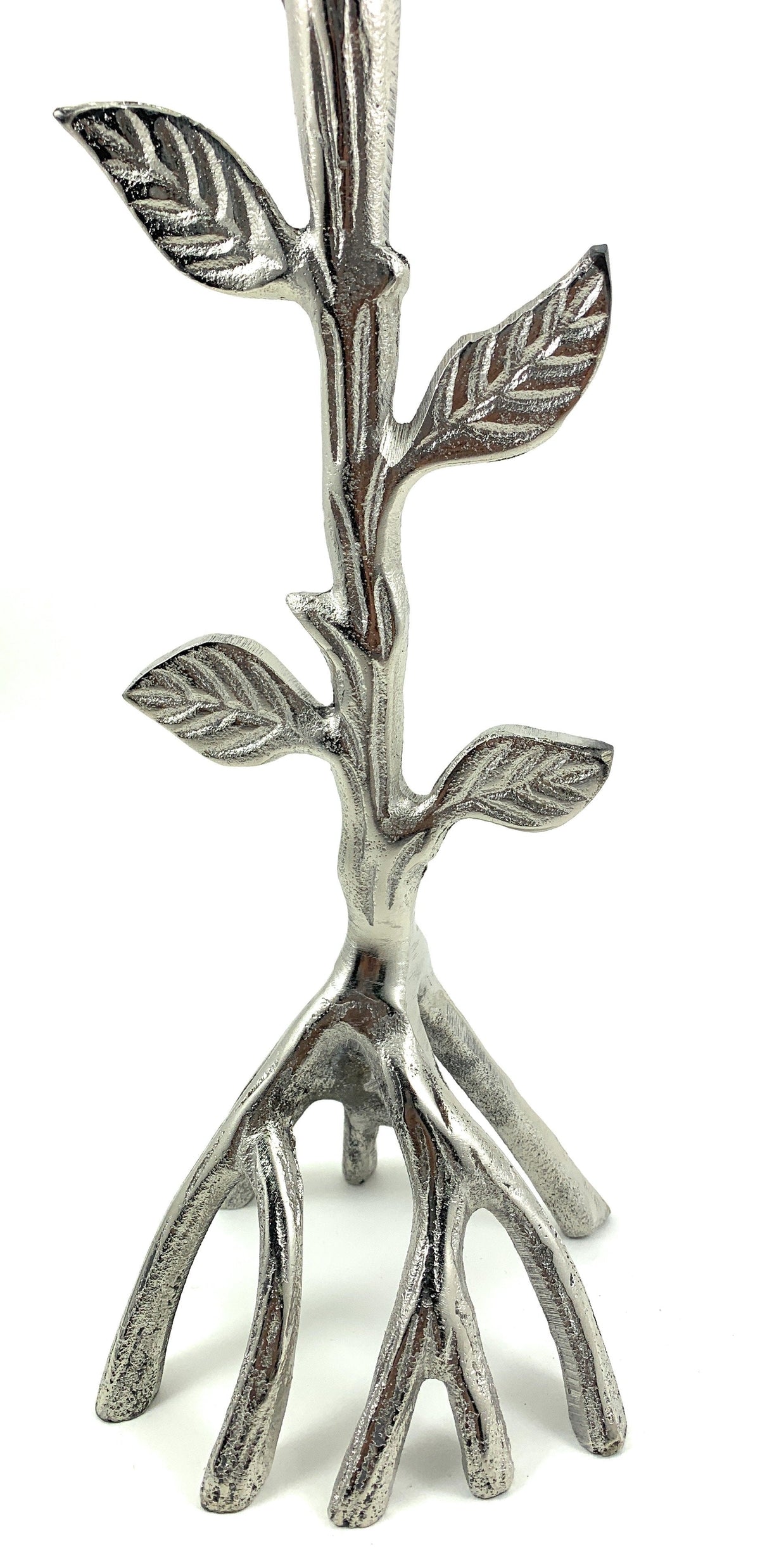 Vibhsa Silver Tree Hurricane Crystal Candle Holder | 13.2"H Handcrafted Aluminum