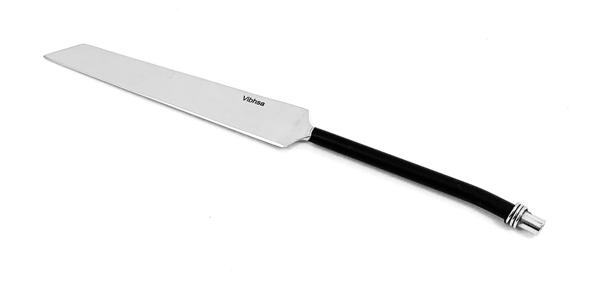 Vibhsa Cake Cutting & Serving Set with Forks (Black, Twisted Handle)