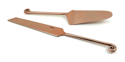 Vibhsa Cake Cutting Serving Set with Forks (Copper Finish, Treble Note)