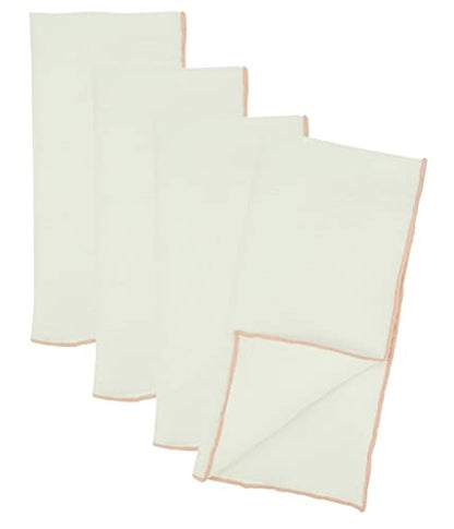 Fennco Styles Amelia Collection Classic Stonewashed Border Stitch 100% Pure Linen 20 x 20 Inch Cloth Napkins – Natural Dinner Napkins for Banquet, Wedding, Special Events and Home Décor