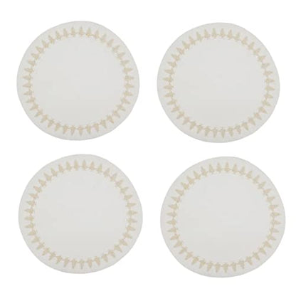 Fennco Styles Christmas Collection Embroidered Design Placemats 14" Round, Set of 4 - Festive Table Mats for Christmas, Winter Holidays, Home Décor, Banquet, Family Gathering, Special Occasion