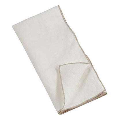 Fennco Styles Amelia Collection Classic Stonewashed Border Stitch 100% Pure Linen 20 x 20 Inch Cloth Napkins – Natural Dinner Napkins for Banquet, Wedding, Special Events and Home Décor