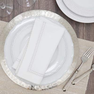 Fennco Styles Embroidered Metallic Border Cotton Cloth Napkins 18" W x 18" L, Set of 4