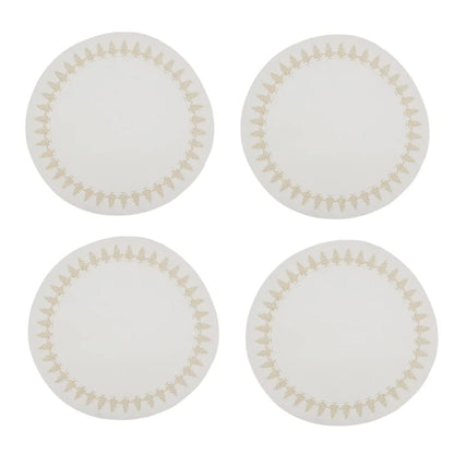Fennco Styles Christmas Collection Embroidered Design Placemats 14" Round, Set of 4 - Festive Table Mats for Christmas, Winter Holidays, Home Décor, Banquet, Family Gathering, Special Occasion
