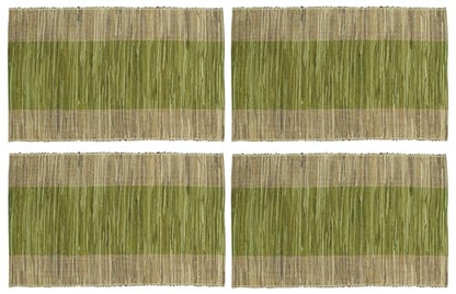 Fennco Styles Modern Water Hyacinth Banded Placemats 14 x 19 Inch, Set of 4 - Shimmering Table Mats for Home Décor, Dining Table, Banquets, Holiday and Special Events