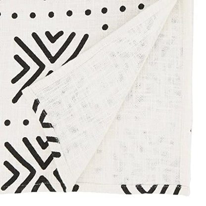 Mud Cloth-Inspired Cotton Table Runner – Black & Natural