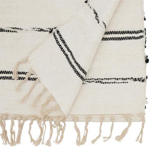 Striped Cotton Table Runner with Fringe – Natural