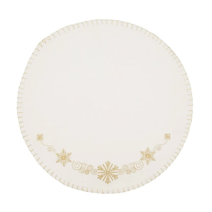 Fennco Styles Christmas Collection Embroidered Design Placemats 14" Round, Set of 4 - Festive Table Mats for Christmas, Winter Holidays, Home Décor, Banquet, Family Gathering, Special Occasion