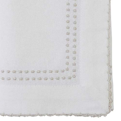 Fennco Styles Embroidered Metallic Border Cotton Cloth Napkins 18" W x 18" L, Set of 4