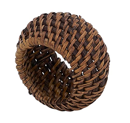 Fennco Styles Hand Woven Rattan Decorative Napkin Rings, Set of 4 - White Napkin Holder for Home, Farmhouse Décor, Banquets, Family Gathering and Special Occasion