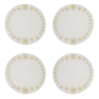 Fennco Styles Christmas Collection Embroidered Design Placemats 14" Round, Set of 4 - Festive Table Mats for Christmas, Winter Holidays, Home Décor, Banquet, Family Gathering, Special Occasion