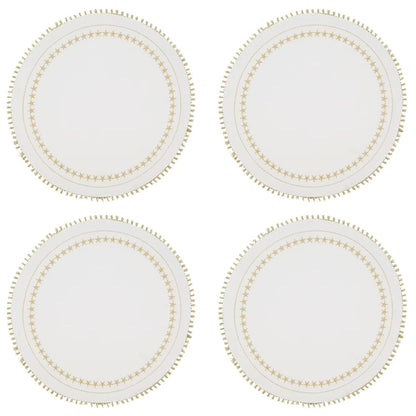 Fennco Styles Christmas Collection Embroidered Design Placemats 14" Round, Set of 4 - Festive Table Mats for Christmas, Winter Holidays, Home Décor, Banquet, Family Gathering, Special Occasion