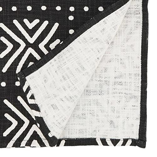 Mud Cloth-Inspired Cotton Table Runner – Black & Natural