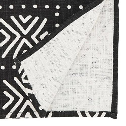 Mud Cloth-Inspired Cotton Table Runner – Black & Natural