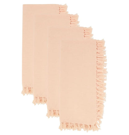 Fennco Styles Lizette Fringed Festive Cotton Napkins 20-inch Square, Set of 4