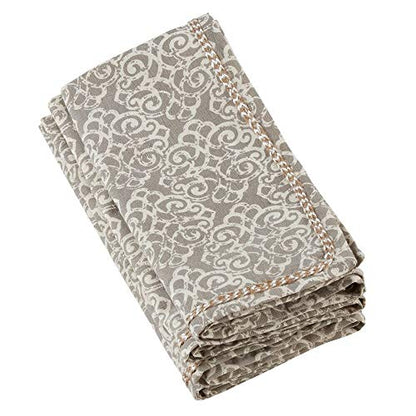 Fennco Styles Medallion Cotton-Linen 18 x 18 Inch Cloth Table Napkins, Set of 4 for Dining Table, Dinner Parties, Wedding, Special Events