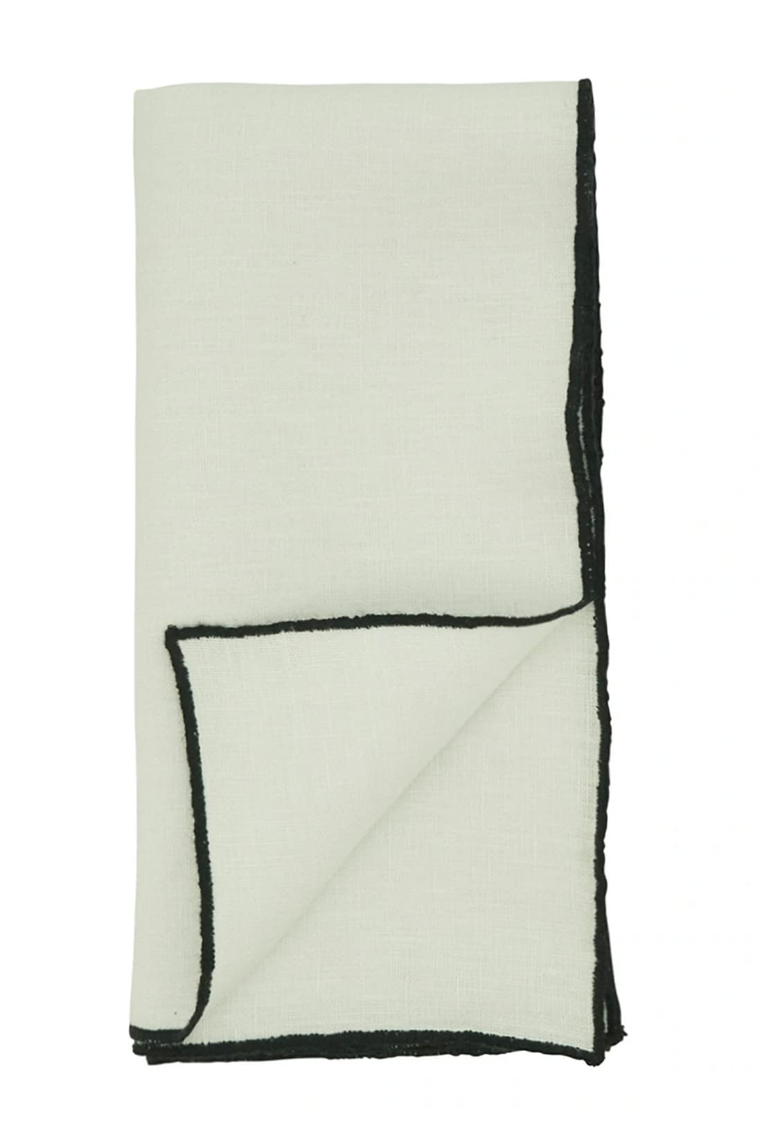 Fennco Styles Amelia Collection Classic Stonewashed Border Stitch 100% Pure Linen 20 x 20 Inch Cloth Napkins – Natural Dinner Napkins for Banquet, Wedding, Special Events and Home Décor