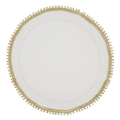 Fennco Styles Christmas Collection Embroidered Design Placemats 14" Round, Set of 4 - Festive Table Mats for Christmas, Winter Holidays, Home Décor, Banquet, Family Gathering, Special Occasion