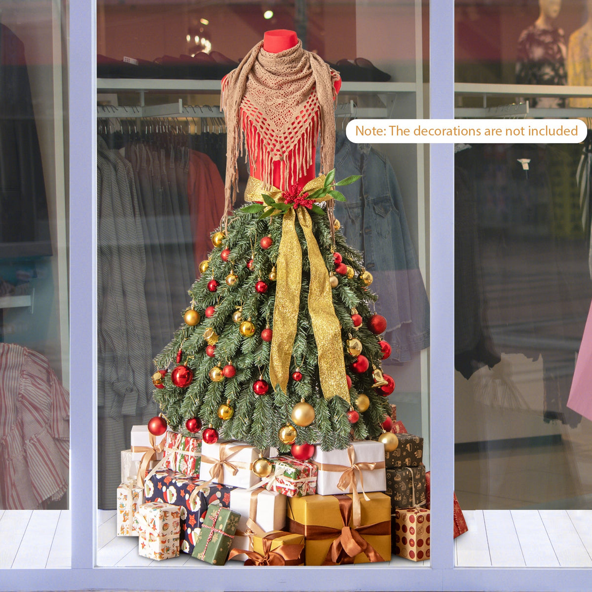 5 FT Pre-lit Mannequin Artificial Christmas Tree Dress Form Xmas Tree