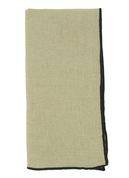 Fennco Styles Amelia Collection Classic Stonewashed Border Stitch 100% Pure Linen 20 x 20 Inch Cloth Napkins – Natural Dinner Napkins for Banquet, Wedding, Special Events and Home Décor