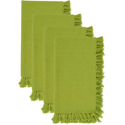 Fennco Styles Lizette Fringed Festive Cotton Napkins 20-inch Square, Set of 4