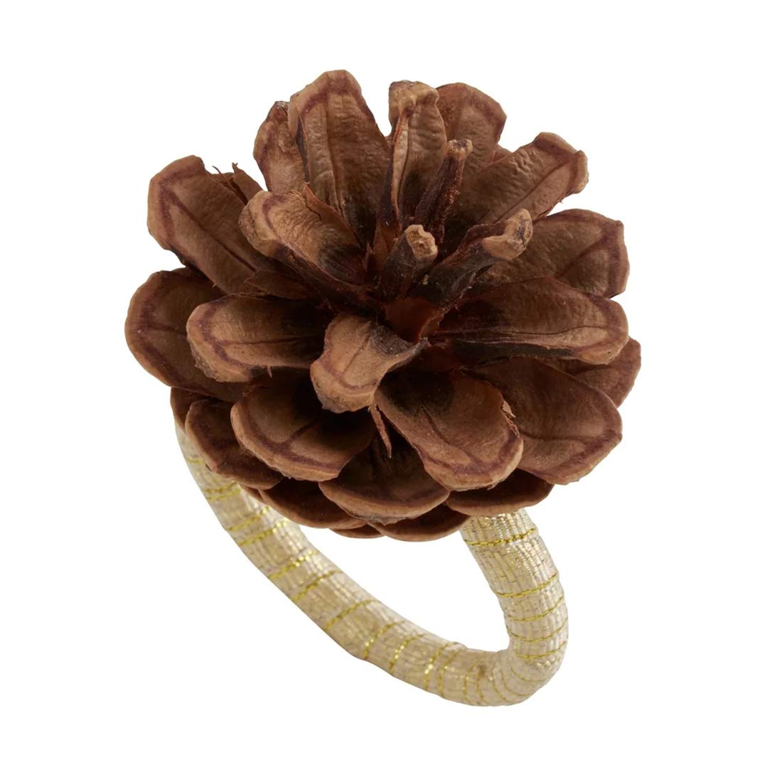 Fennco Styles Natural Pine Cone Decorative Napkin Rings, Set of 4 - Brown Decorative Napkin Holders for Home, Dining Room, Banquet, Family Gathering, Holiday and Special Occasion