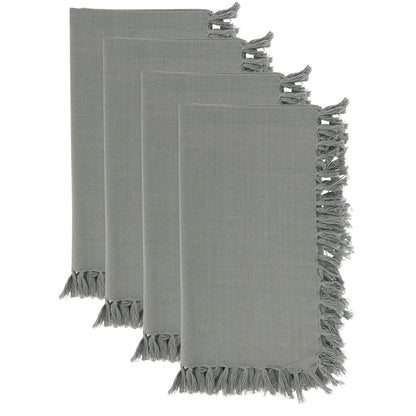 Fennco Styles Lizette Fringed Festive Cotton Napkins 20-inch Square, Set of 4