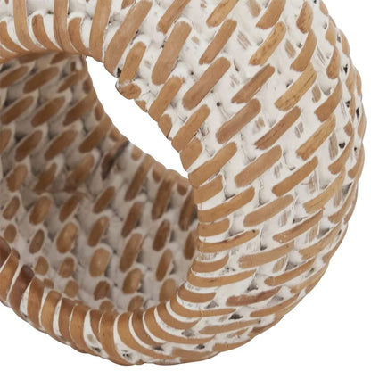 Fennco Styles Hand Woven Rattan Decorative Napkin Rings, Set of 4 - White Napkin Holder for Home, Farmhouse Décor, Banquets, Family Gathering and Special Occasion