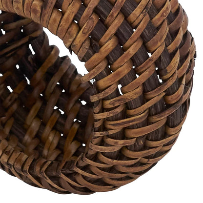 Fennco Styles Hand Woven Rattan Decorative Napkin Rings, Set of 4 - White Napkin Holder for Home, Farmhouse Décor, Banquets, Family Gathering and Special Occasion