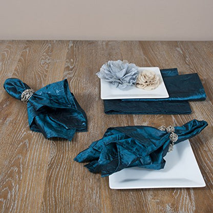 Fennco Styles Crushed Design Elegant Napkins, Set of 4 (Teal)