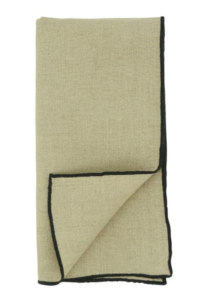 Fennco Styles Amelia Collection Classic Stonewashed Border Stitch 100% Pure Linen 20 x 20 Inch Cloth Napkins – Natural Dinner Napkins for Banquet, Wedding, Special Events and Home Décor