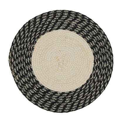 Fennco Styles Hand Braided Two-Tone Cotton Placemats 15" Round, Set of 4 - Woven Texture Heat Resistant Insulation Table Mats for Home Décor, Dining Table, Banquets, Holidays and Special Occasions