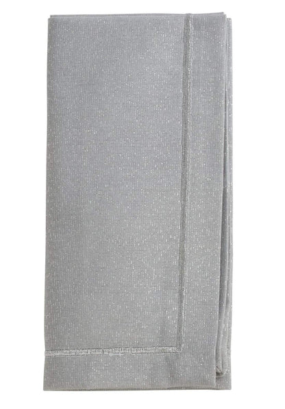 Fennco Styles Stylish Shimmering Design Table Cloth Napkins 19 x 19 Inch, Set of 4 - Silver Dinner Napkins for Home, Dining Room, Banquets and Special Event