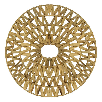 Fennco Styles Woven Water Hyacinth Hollow Out Placemat 15" Round - Natural Table Mat for Home Décor, Dining Table, Banquets, Holiday and Special Occasion