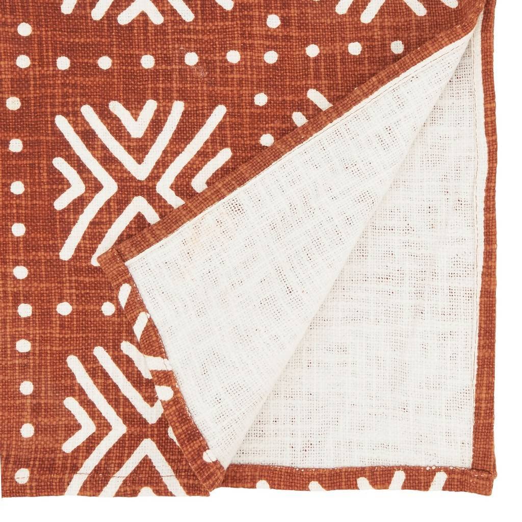 Mud Cloth-Inspired Cotton Table Runner – Black & Natural