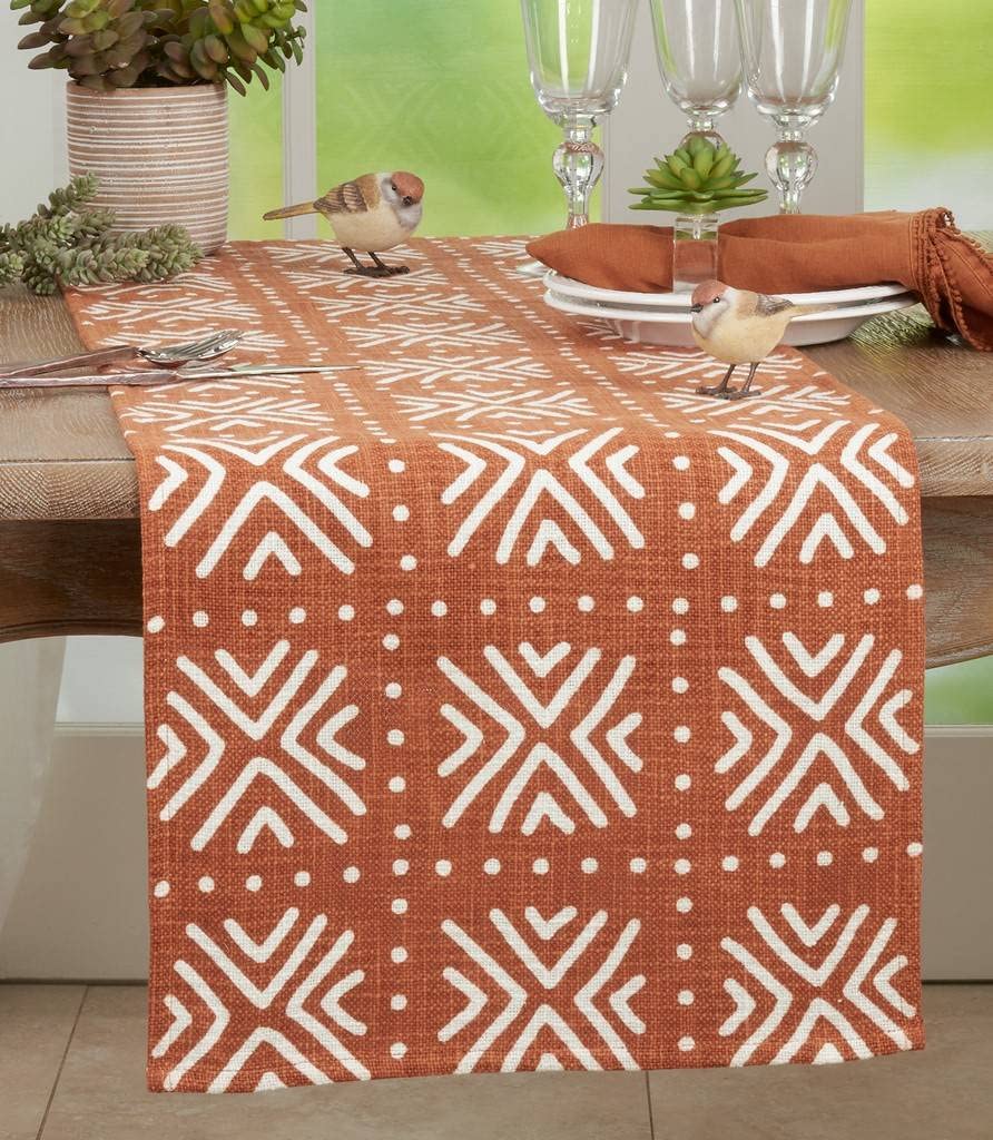 Mud Cloth-Inspired Cotton Table Runner – Black & Natural