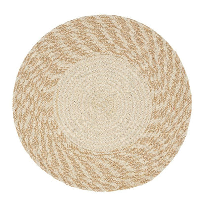 Fennco Styles Hand Braided Two-Tone Cotton Placemats 15" Round, Set of 4 - Woven Texture Heat Resistant Insulation Table Mats for Home Décor, Dining Table, Banquets, Holidays and Special Occasions