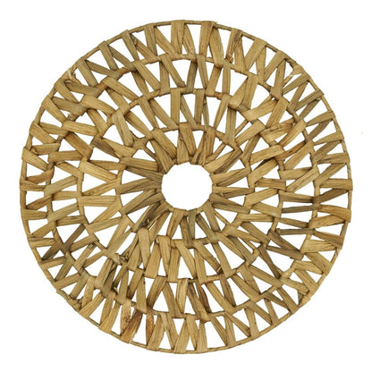 Fennco Styles Woven Water Hyacinth Hollow Out Placemat 15" Round - Natural Table Mat for Home Décor, Dining Table, Banquets, Holiday and Special Occasion