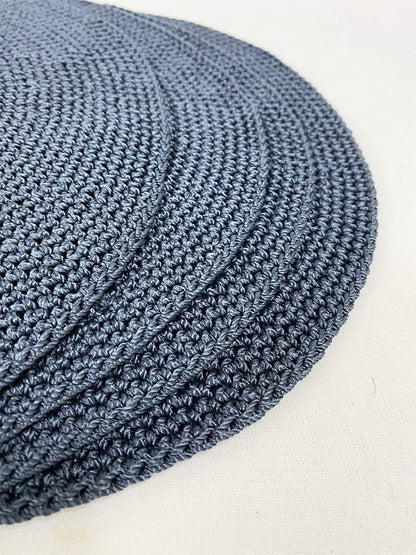 Fennco Styles Handmade Crochet Farmhouse Placemats 14-inch Round, Set of 4 - Decorative Table Mats for Home Décor, Dining Table, Banquets and Special Events