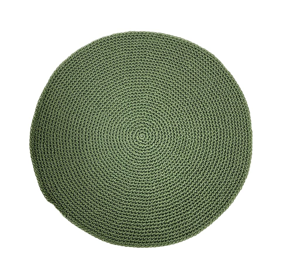 Fennco Styles Handmade Crochet Farmhouse Placemats 14-inch Round, Set of 4 - Decorative Table Mats for Home Décor, Dining Table, Banquets and Special Events