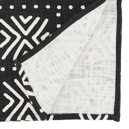 Mud Cloth-Inspired Cotton Table Runner – Black & Natural