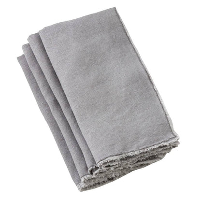 Fennco Styles Classic Stonewashed with Fringe Border 100% Linen Cloth Napkins 20" W X 20" L, Set of 4 – Soft Dinner Napkins for Banquet, Wedding, Special Events and Home Décor